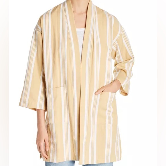 Eileen Fisher Sweaters - Organic-Cotton Stripe Kimono Jacket